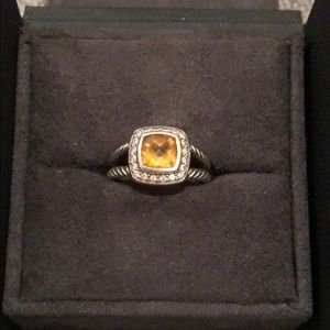 Petite Albion Ring with Citrine and Diamonds